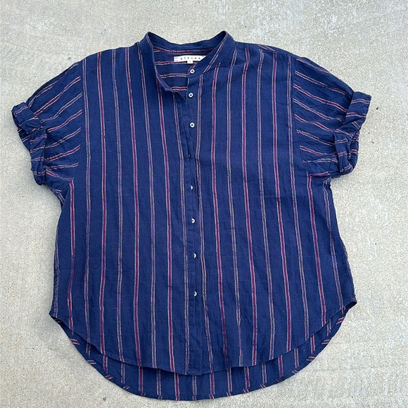 Xirena Kayden Stripe Shirt in Lapis small - Picture 2 of 5